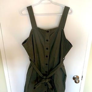 Olive Green Cargo Button Up Dress